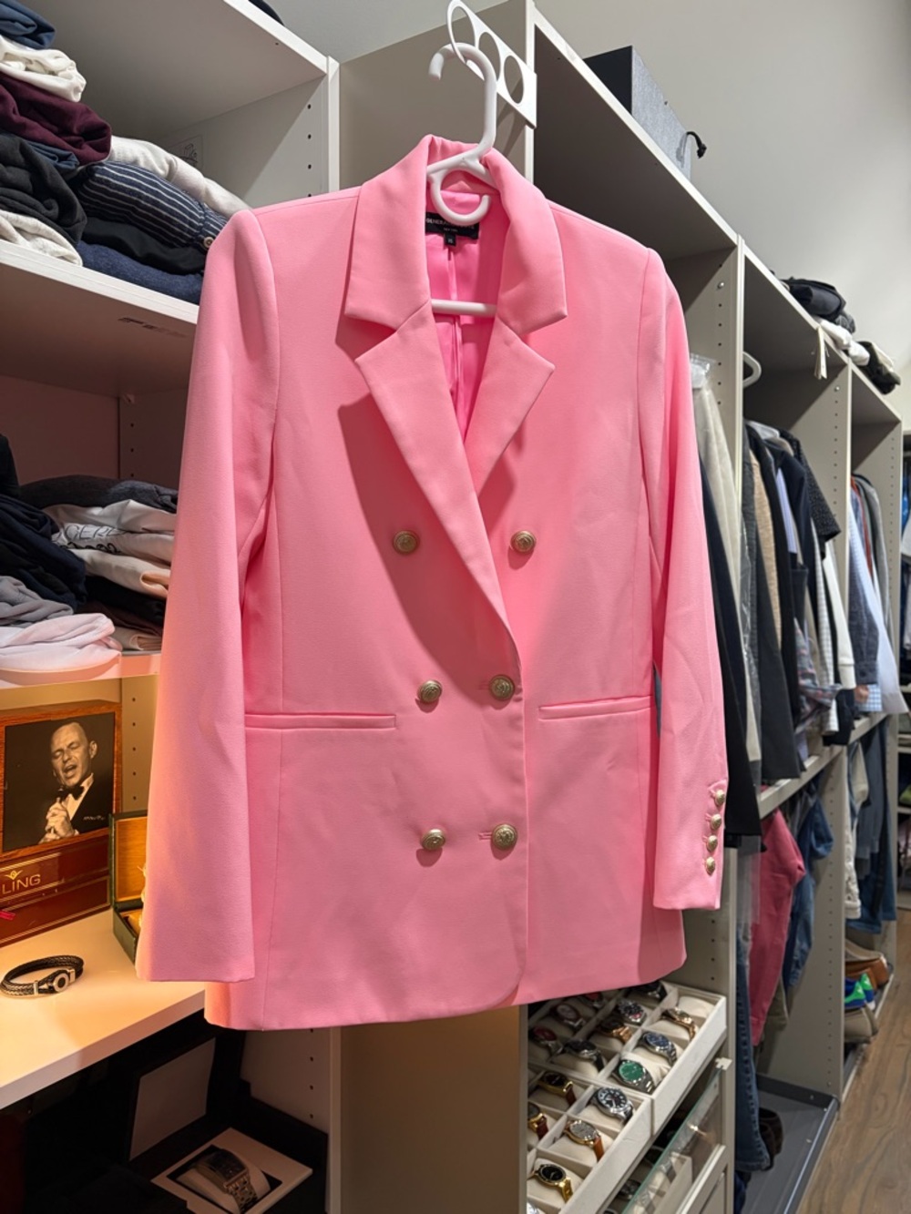 Generation Love Pink Double-Breasted Blazer with Gold Buttons